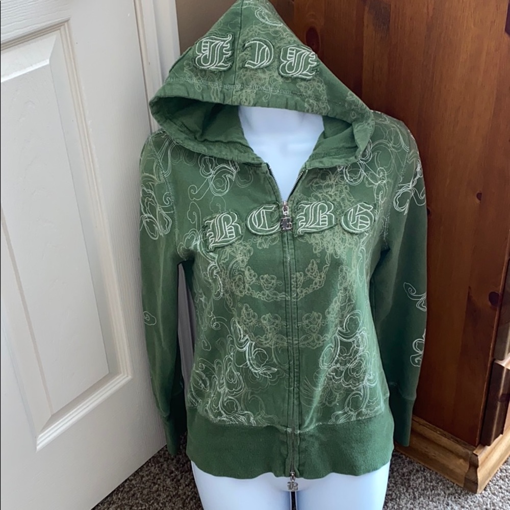 BCBG Green Hooded Sweatshirt - Picture 4 of 5